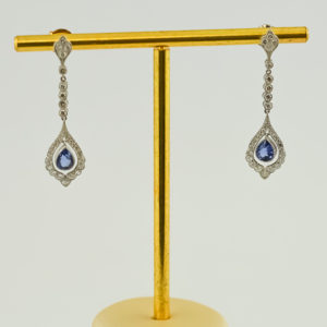 Pendientes Art Decó Zafiro y Diamante